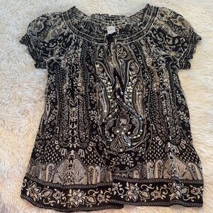 Bila Black and Cream Paisley Blouse
